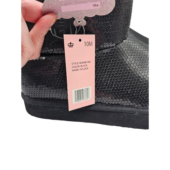NEW JUICY COUTURE Oclock Sequin Sparkly Ankle Boots, Black (Size 10M) - Picture 5 of 6